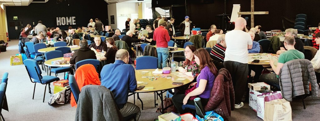 Attendees playing board games at FBG Con